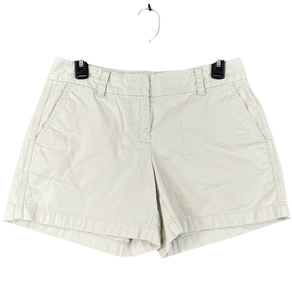 Vineyard Vines Chino Shorts Womens 4 Khaki Whale Logo Cotton Twill Mid Rise